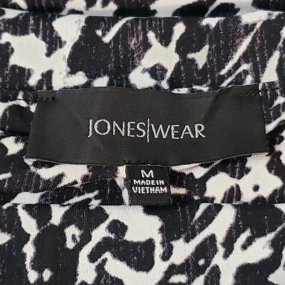 Jones Wear Medium A-Line Skirt Black White Abstract Animal Print Office Workwear - Picture 2 of 12